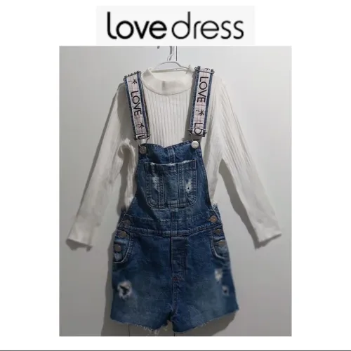 Love dress macacão com Blusa Manga Longa Infantil