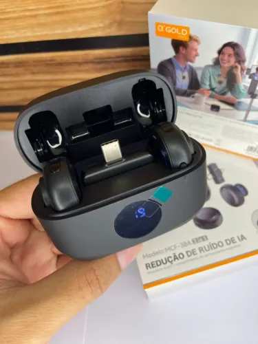 Microfone Lapela Duplo sem Fio MCF-38 A Gold03 an caio