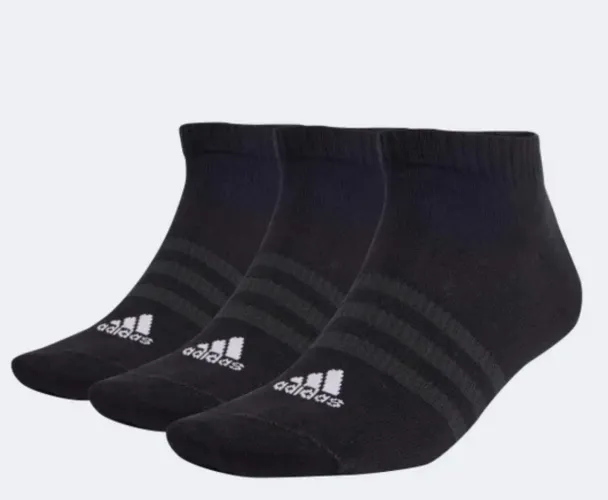 Kit Meia Adidas Cano Baixo Sportswear c/ 3 Pares - Preto+Branco
