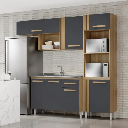 Cozinha Compacta para Pia + Balcão 3P1G Vitória 2,40 m tt76