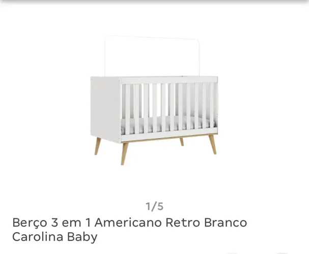 Berço 3 em 1 Americano Retro Branco Carolina Baby