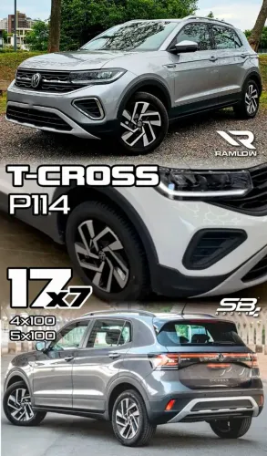 Roda Volkswagen Tcross aro 17 preta com diamantado novas