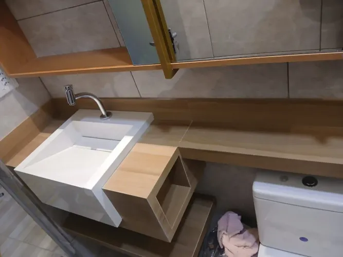 Pia de banheiro em porcelanato nova e moderna!