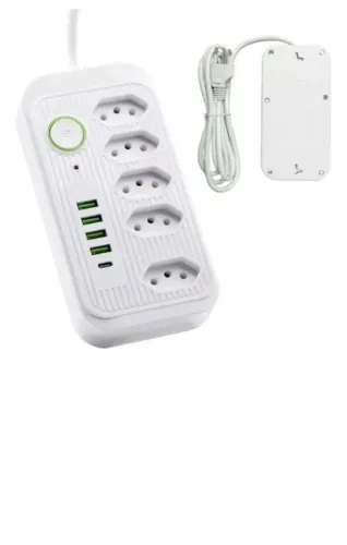Extensão Tomada com 4 Tomadas e 5 USB
