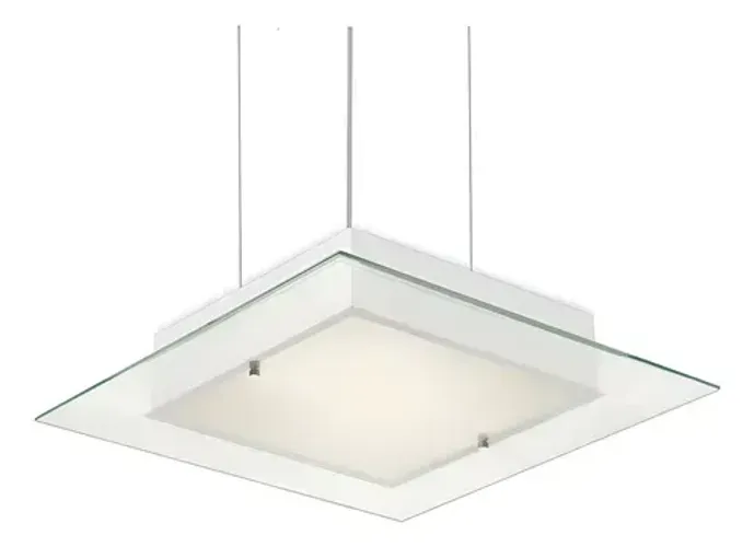 Luminária Pendente Vidro Acetinado 40x40cm E27 Branco