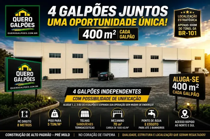 Galpões de 1600 m2 Itapema sc Bairro Alto São Bento