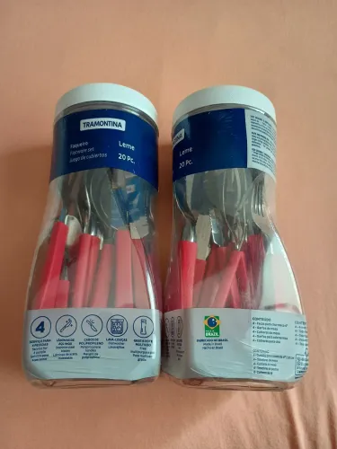 2 Faqueiros Tramontina Leme Vermelho 20 Peças Cada - Total 40 Peças 
