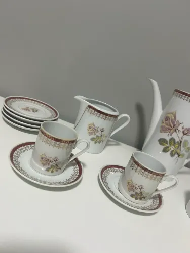 Aparelho de chá e café porcelana 9 peças antigos 