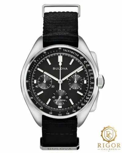 Relógio Bulova Lunar Pilot 96A225: Cronógrafo, Aço Inox, 45mm, Pulseira Nato