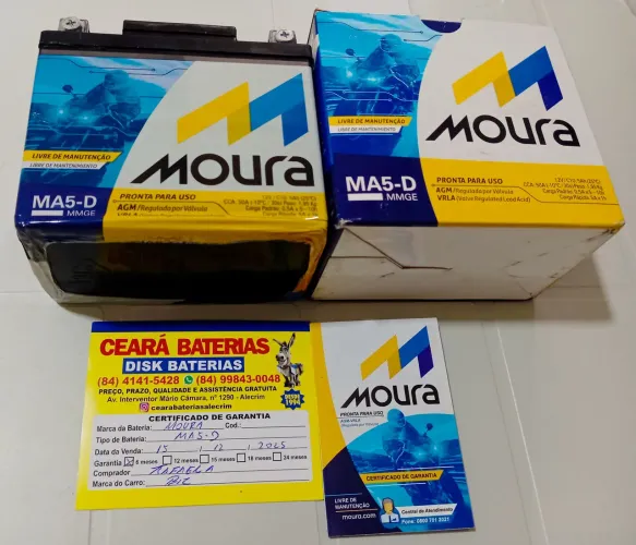Bateria Moura original para honda biz e modelos equivalentes.