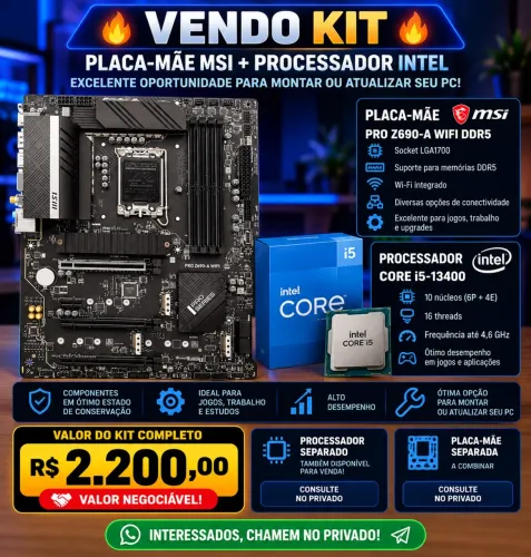 Kit Gamer i5-13400 + MSI Z690 WiFi DDR5