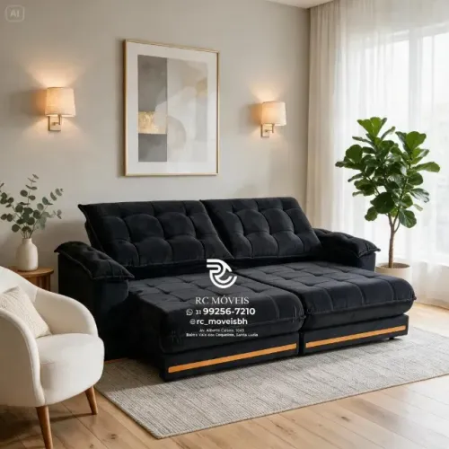 Sofá Retrátil e Reclinável Barcelona Euro Pillow 30cm Molas Ensacadas