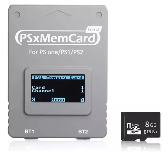 Memory Card Bitfunx Psxmemcard Gen2 Ps1 Ps2 Tela Oled 64gb