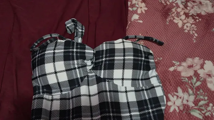 Macacão Longo Xadrez Preto e Branco - Tamanho M