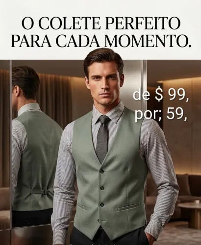 Colete social P ao GG (cáqui) com regulagem especial por 59 retirar na f dos importados
