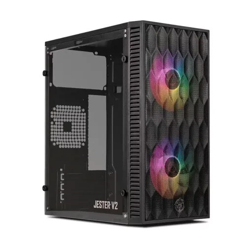 Gabinete Gamer TGT Jester V2 Rainbow Mini-Tower Lateral de Acrilico c/2 Fans, Preto