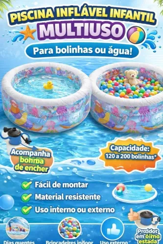 Piscina de encher agua ou bolinhas com bomba inclusa