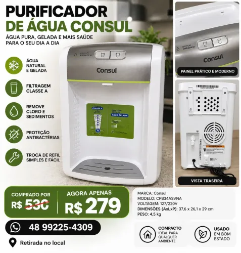 Purificador de Água Cônsul - R$ 279