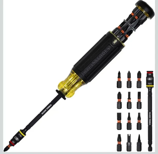 klein Tools - Chave de Fenda de Impacto HVAC 14 em 1 com Soquete Duplo Ajustável NOVO.