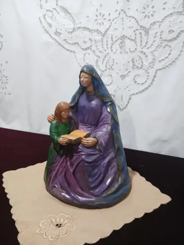 Antiga Estatueta Imagem Santana Mestra de Cimento