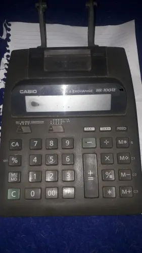 Calculadora antiga de mesa casio hr 100te