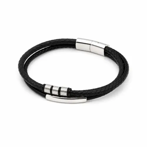 Pulseira Masculina Vintage com fechamento de imã - cor preta