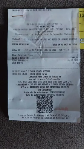 Bateria de moto nova