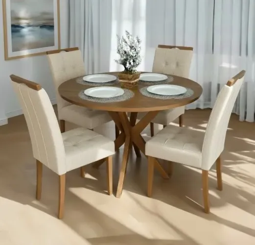 Conjunto de Jantar Essenza Redondo 4 Lugares