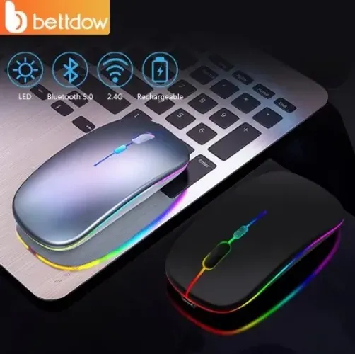 Mouse Bettdow Sem Fio Recarregável 1600DPI Dual Mode 2,4GHz Bluetooth