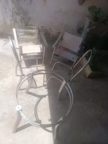 Conjunto mesa cadeiras alumínio para restaurar