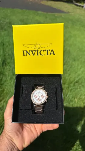 Relógio Feminino Invicta Angel Cronógrafo com Mostrador Branco de Cristal