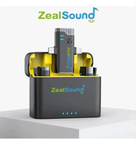 Microfone de lapela Sem Fio ZealSound - Duplo | Ideal para Vídeos, Lives e Reuniões