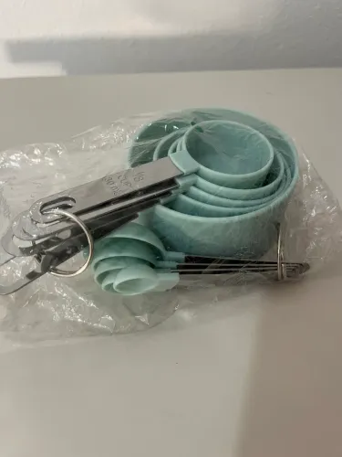 Conjunto 10 Peças Medidores de Cozinha | Copos e Colheres | Aço Inox e Verde Menta | Novo