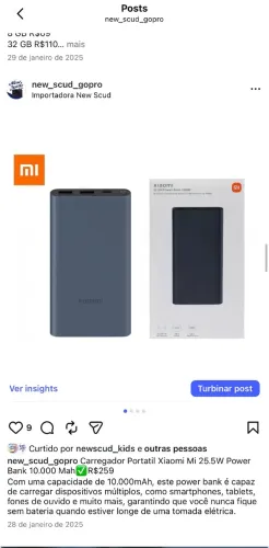 Carregador Portatil Xiaomi Mi 10.000mAh