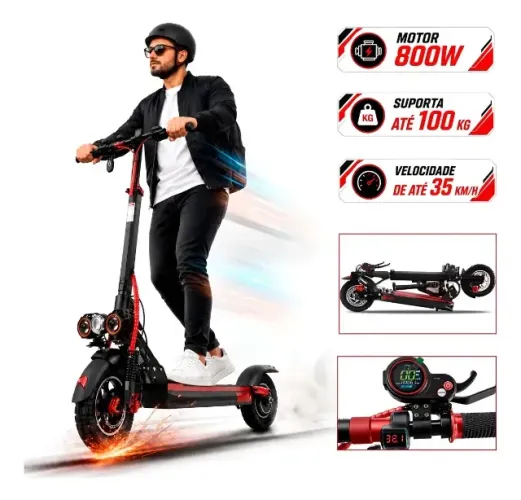 Patinete Elétrico Scooter 800w Dobrável 35km/h Autonomia