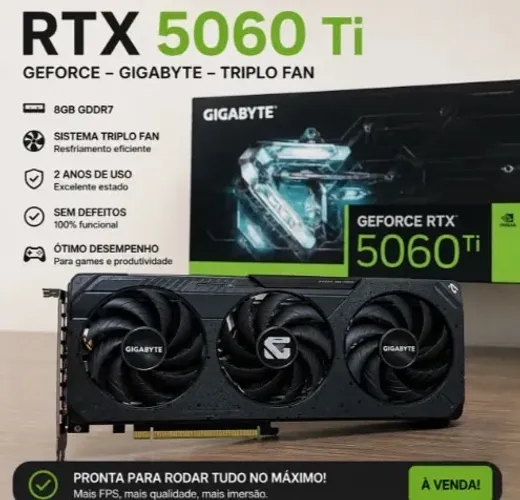 RTX 5060 Ti 8GB Gigabyte Triple Fan - 2 Anos de Uso - Perfeita!