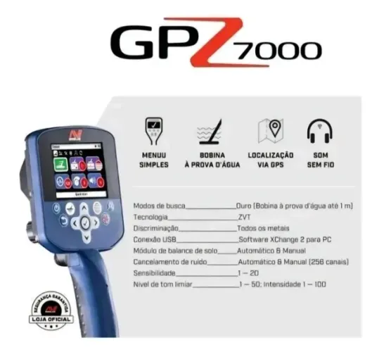 MINELAB GPZ 7000 COMPLETO | BATERIA NOVA | NOTA FISCAL | FONE NOVO | EXCELENTE ESTADO