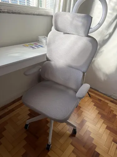 Cadeira de Escritório Ergonômica Almirante Mesh Cinza Reclinável 150 kg Presidente Nova