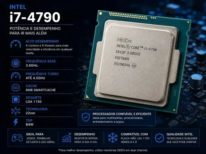 Processador Intel Core i7-4790 3.6GHz 8MB LGA1150 Gamer 4ª Geração