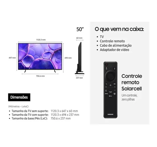 TV SAMSUNG 50 Pol. UHD 4k - NOVO, E LACRADO