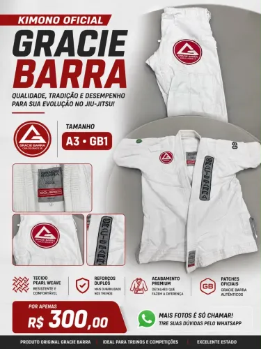 Kimono Gracie Barra GB1 - Tamanho A3