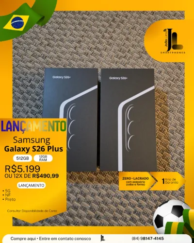 GALAXY S26 PLUS, 5G, 512GB, 12GB RAM, LACRADO, LANÇAMENTO, EXCLUSIVO!