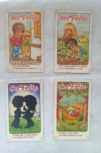 Lote 8 Figurinhas Ser Feliz Anos 80 COM COLA ORIGINAL Raras - Vintage Adesivas
