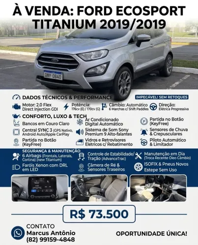 Ford Ecosport Titanium 2.0 16V Flex 5P Aut. 2019