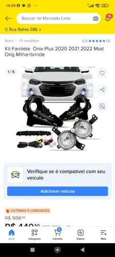 Kit farol de milha Onix