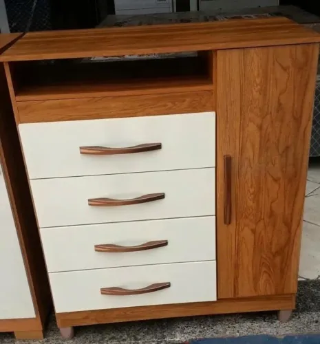 Cômoda / Gabinete Novo na Caixa - Pronta para Montar (Estilo Madeira e Branco) 