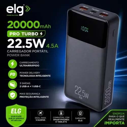 Power Bank ELG 20000mAH, Bateria portátil