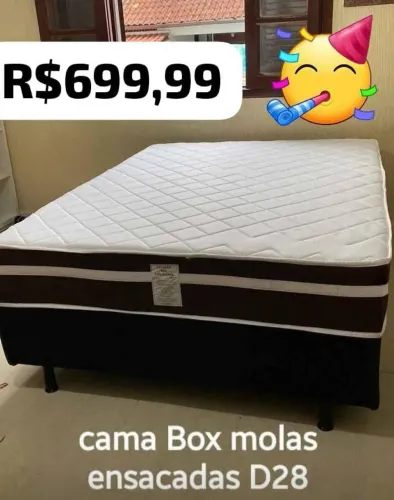 BASE BOX CASAL + COLCHÃO DE MOLAS D28