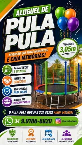 Aluguel de Pula Pula (cama elástica) de 3,05m