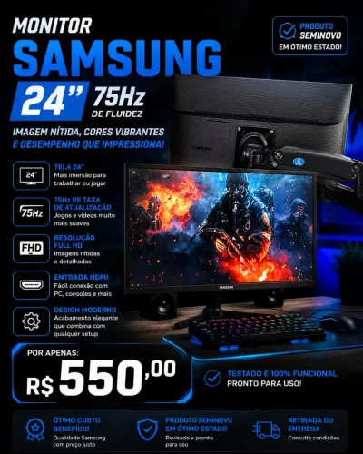 Monitor Gamer Samsung 24" T350 75hz